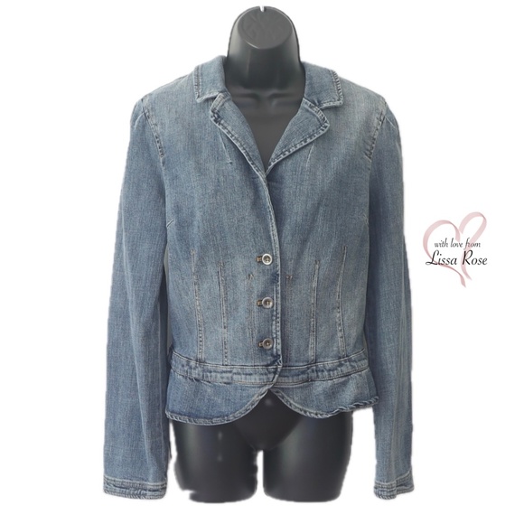 Pilcro Peplum Denim Blazer (and the Letter press by Anthropologie) - Picture 1 of 3